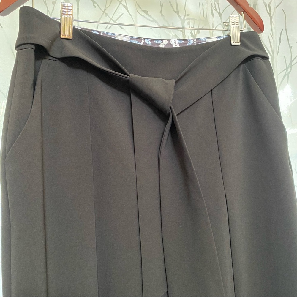 Ted baker black tie waist culottes high rise waisted wide leg crop cropped pants - Picture 5 of 14